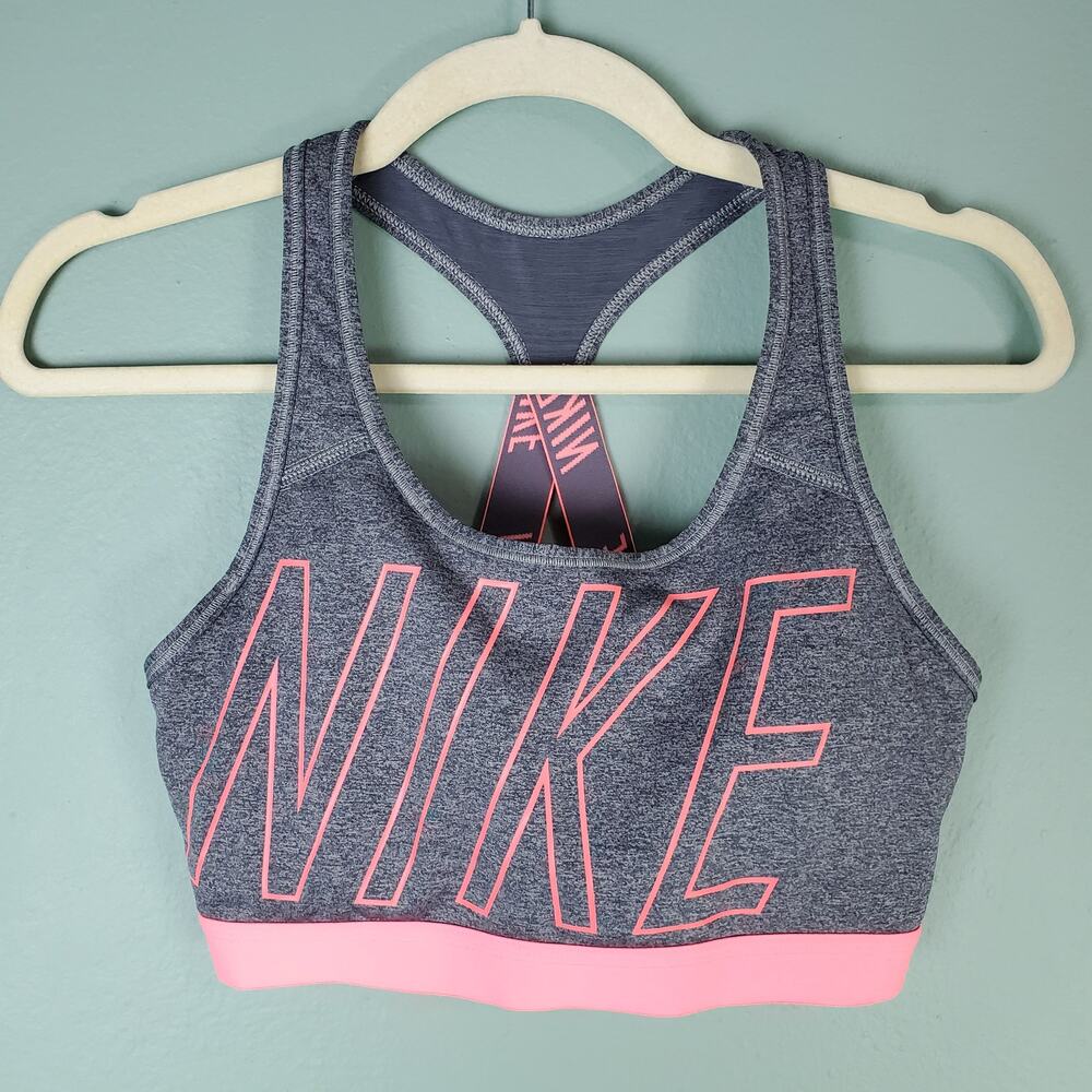 Nike Women's Gray Classic Logo Padded Sports Bra Size Medium